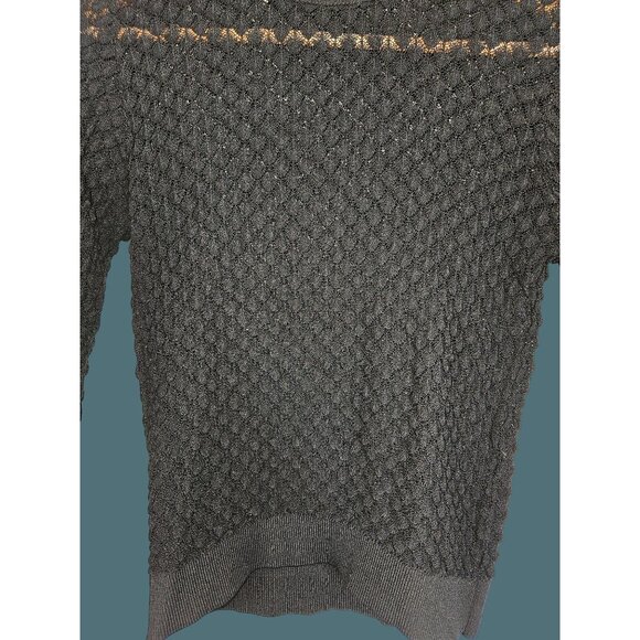 Zara Women's Black Open Knit Sweater Size M Long Sleeve Textured Bodycon - Picture 9 of 10